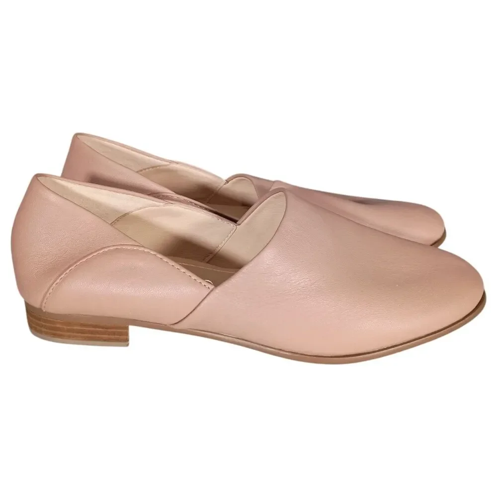 Clarks Pure Tone Loafer Shoes Womens 9 M Nude Leather Slip On Comfort
